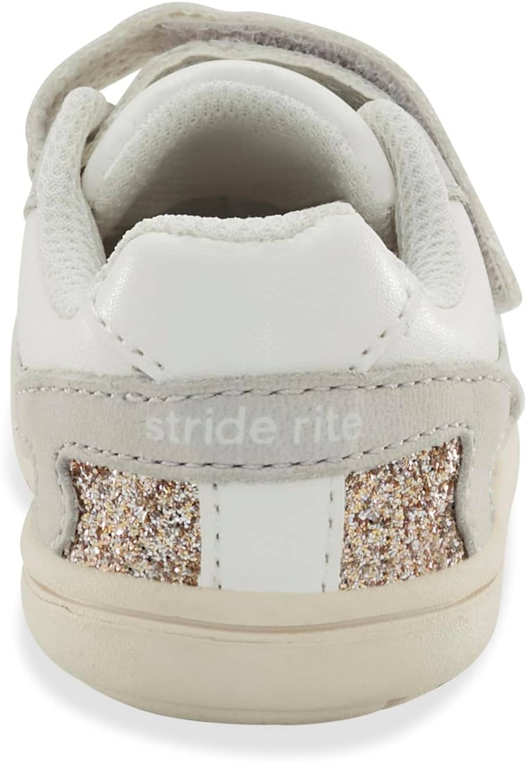 Kids sneaker heel with cushioned collar and glittery side stripe detail