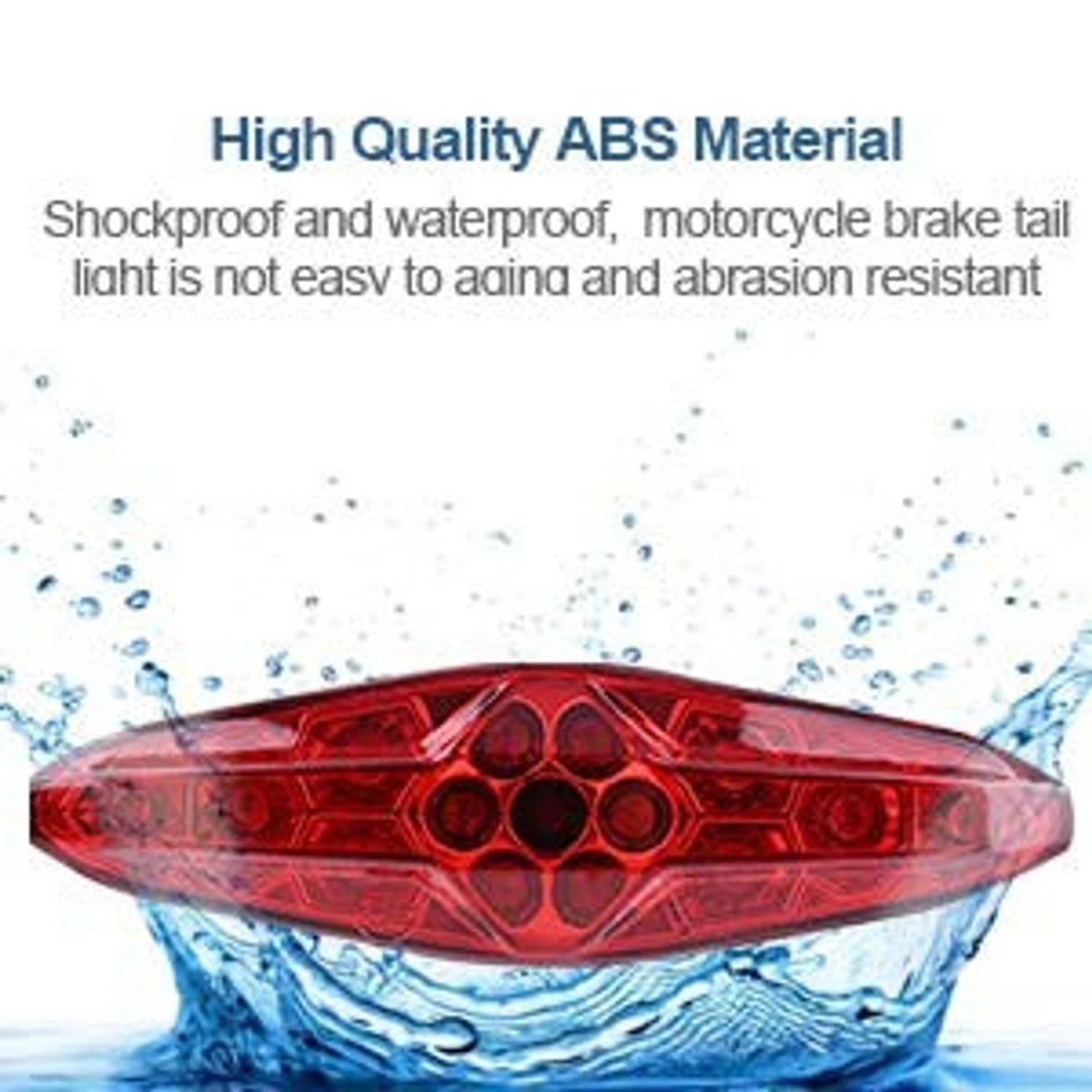 Red LED motorcycle tail light lens with waterproof ABS housing and water droplets