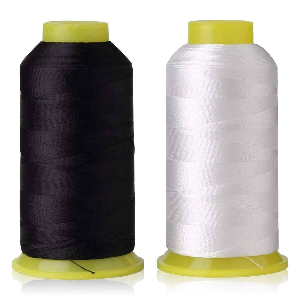 Bonded nylon sewing thread spool, black color on yellow cap
