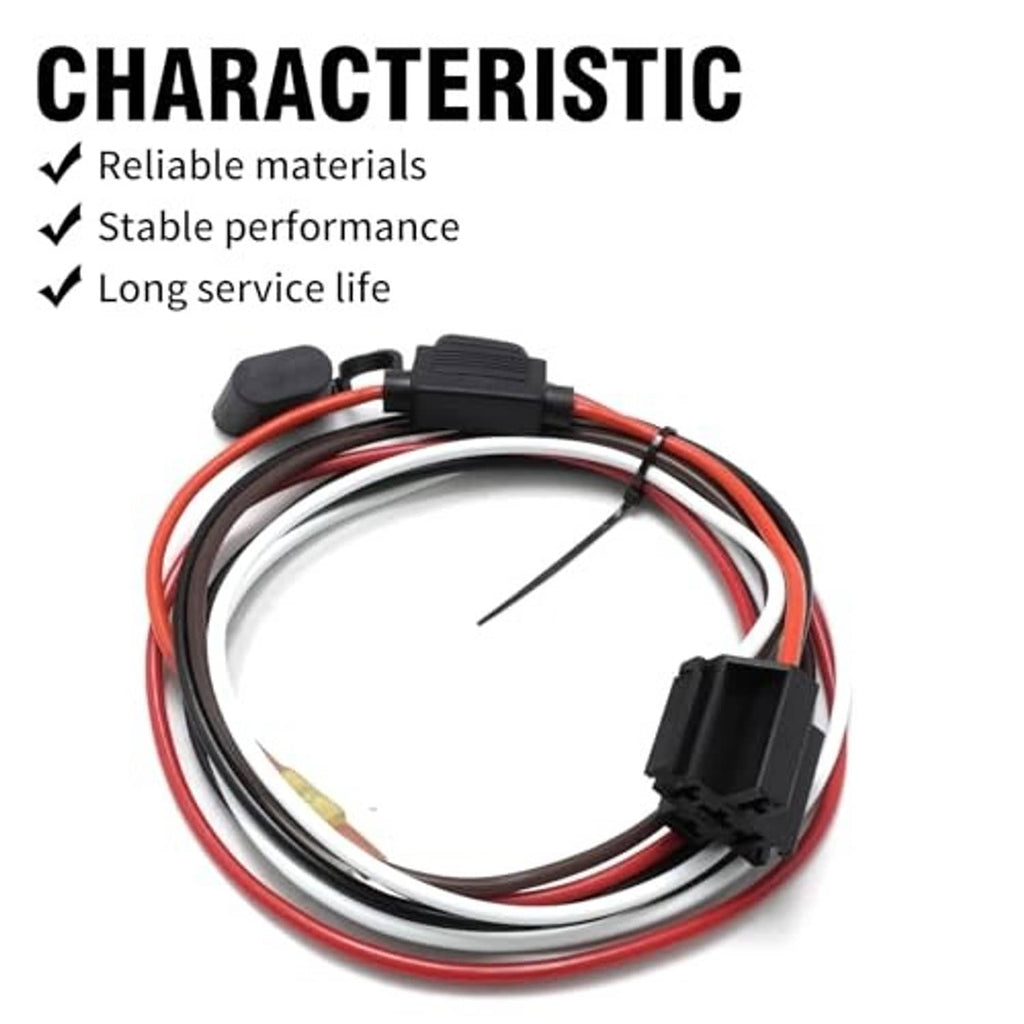 Black relay module and attached wire harness with red and black insulated wiring