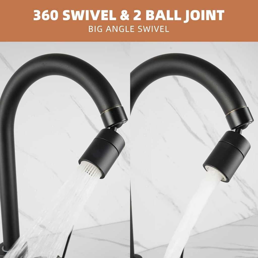 Matte black 360-degree swivel faucet aerator with angled water stream