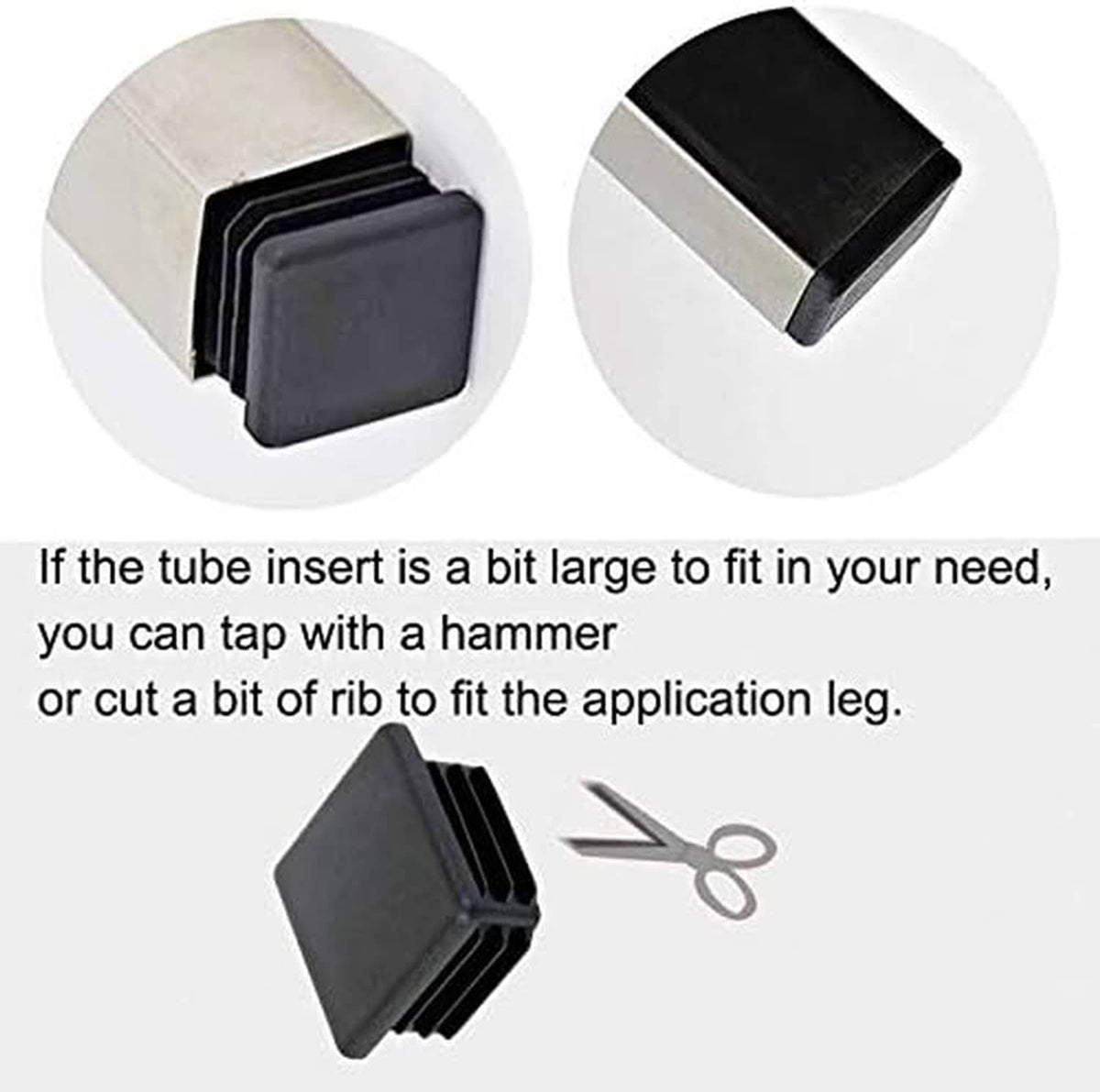 Black rectangular plastic plug insert detail showing ribbed sides