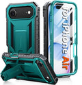 Rugged green iPhone Air 6.5-inch case with raised camera guard and kickstand