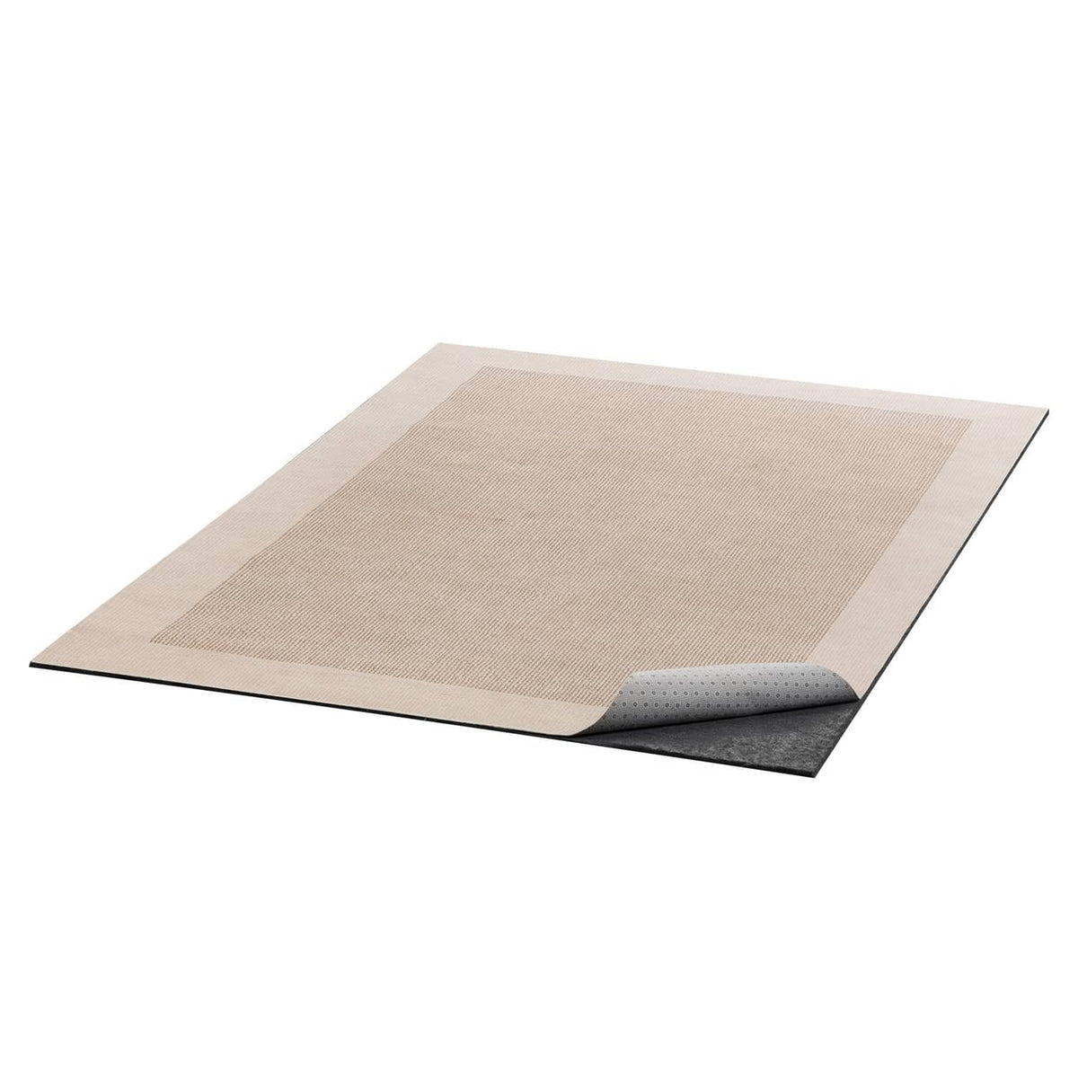 3x5 ft rug pad with beige felt top and rubber non-slip grip underside