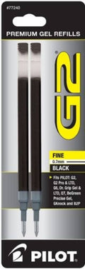 Pilot G2 gel ink refills, fine 0.7mm black tips, pack of 2