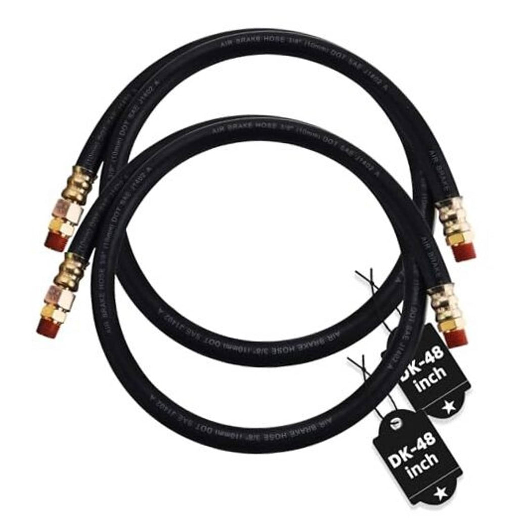 48-inch black air brake hose 2-pack with brass swivel fittings on both ends