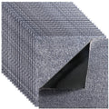 Gray speckled self-adhesive carpet tile, square peel-and-stick backing
