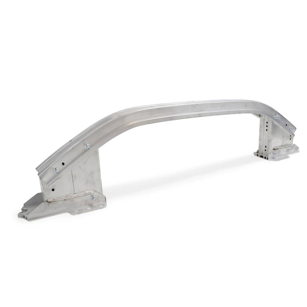 Front bumper reinforcement cross member, angled view of left and right mounting ends