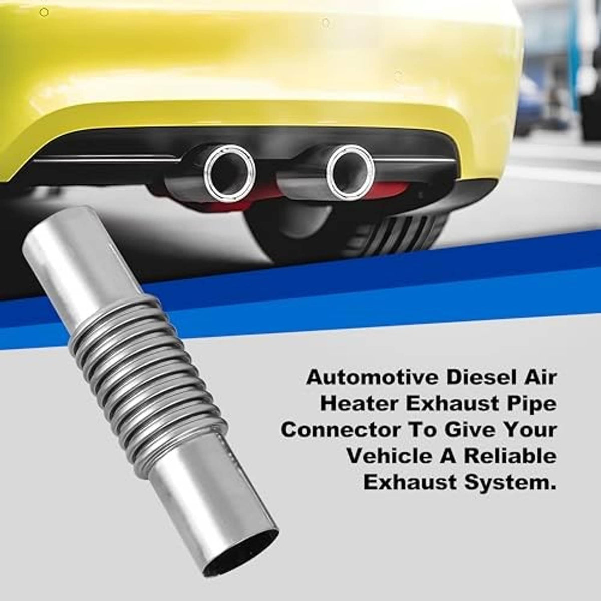 Stainless steel exhaust pipe connector with corrugated spring sleeve and straight ends