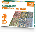 6-pack extra-large puzzle sorting trays box with six stackable trays and mixed puzzle piece designs