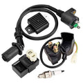 Ignition coil and CDI relay kit with spark plug, black wire harness and white connectors