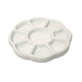 White porcelain 9-well watercolor paint palette with central mixing basin