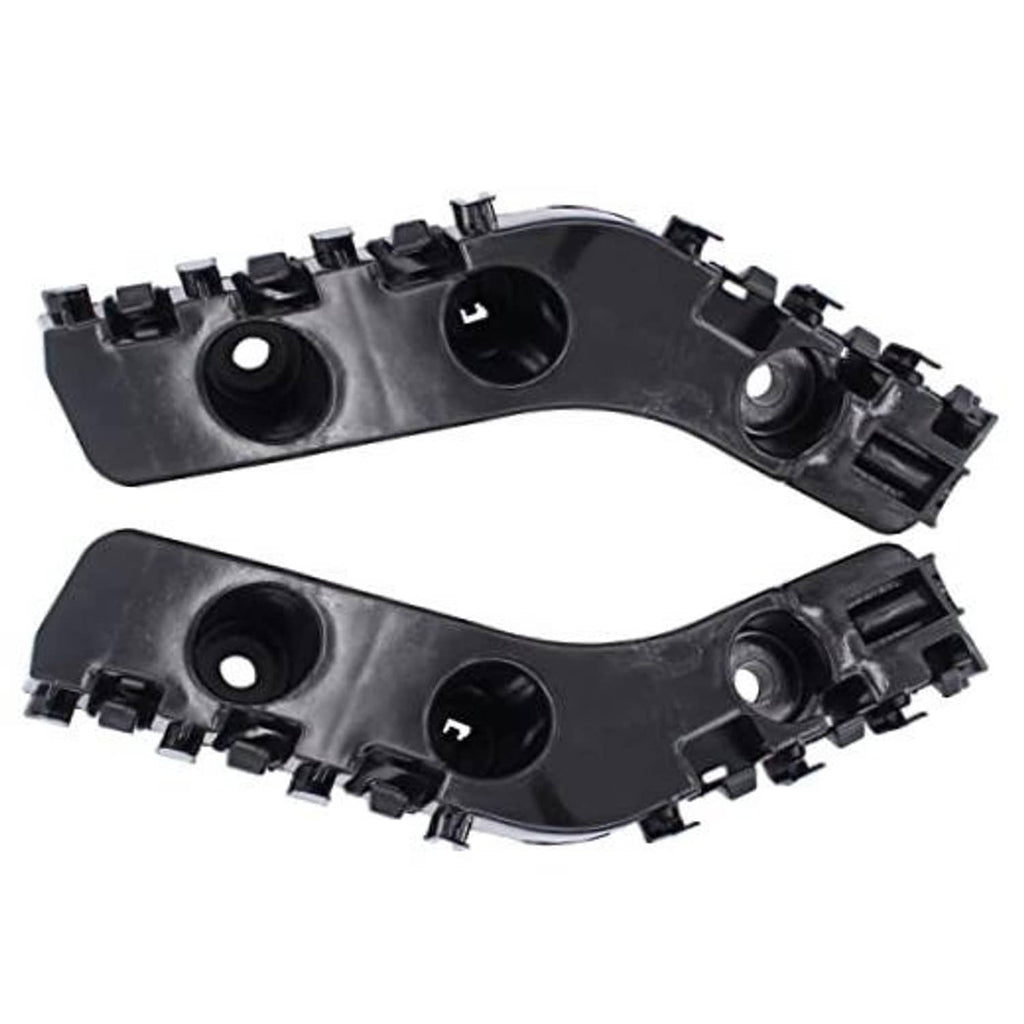 Set of two front bumper bracket retainer mounts, black plastic, with mounting clips