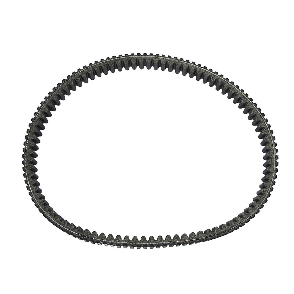 Black toothed drive belt ring with fine texture along the outer edge
