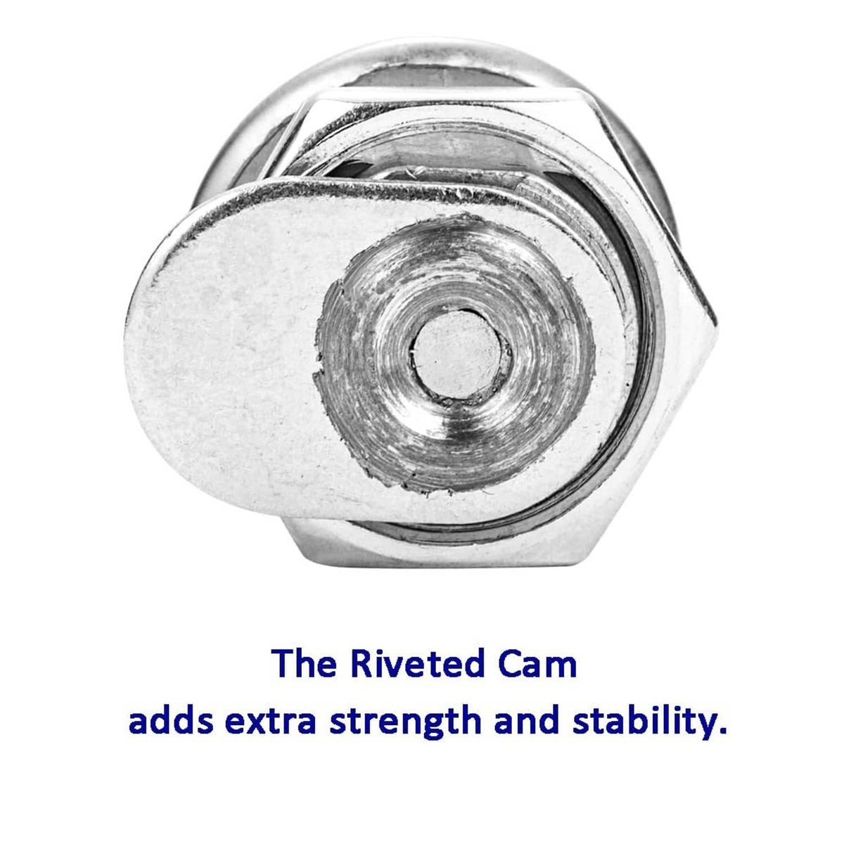 Riveted cam truck toolbox lock cylinder end view, CH-50