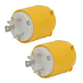L6-30P locking power plug, yellow body, white face with three metal blades