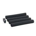 Set of black foam bicycle handlebar grips with bar-end caps and screws, soft cushioned cylinders