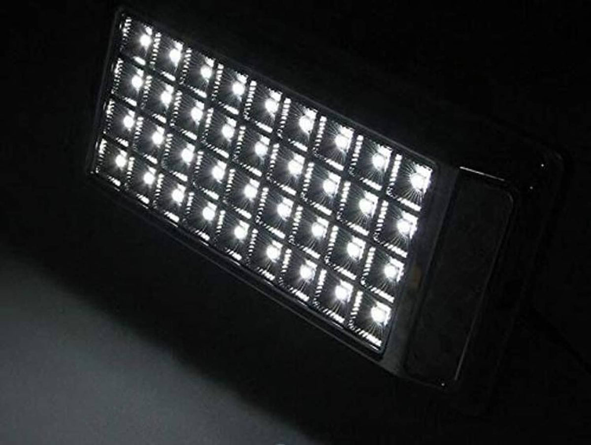 Illuminated rectangular LED interior light with bright white LED array behind clear cover