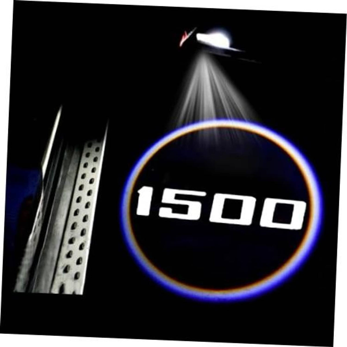 Car door light projector projecting blue circular 1500 ghost-shadow pattern