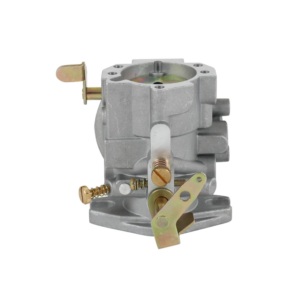 Carburetor with gray housing, brass springs, and metal fuel lever