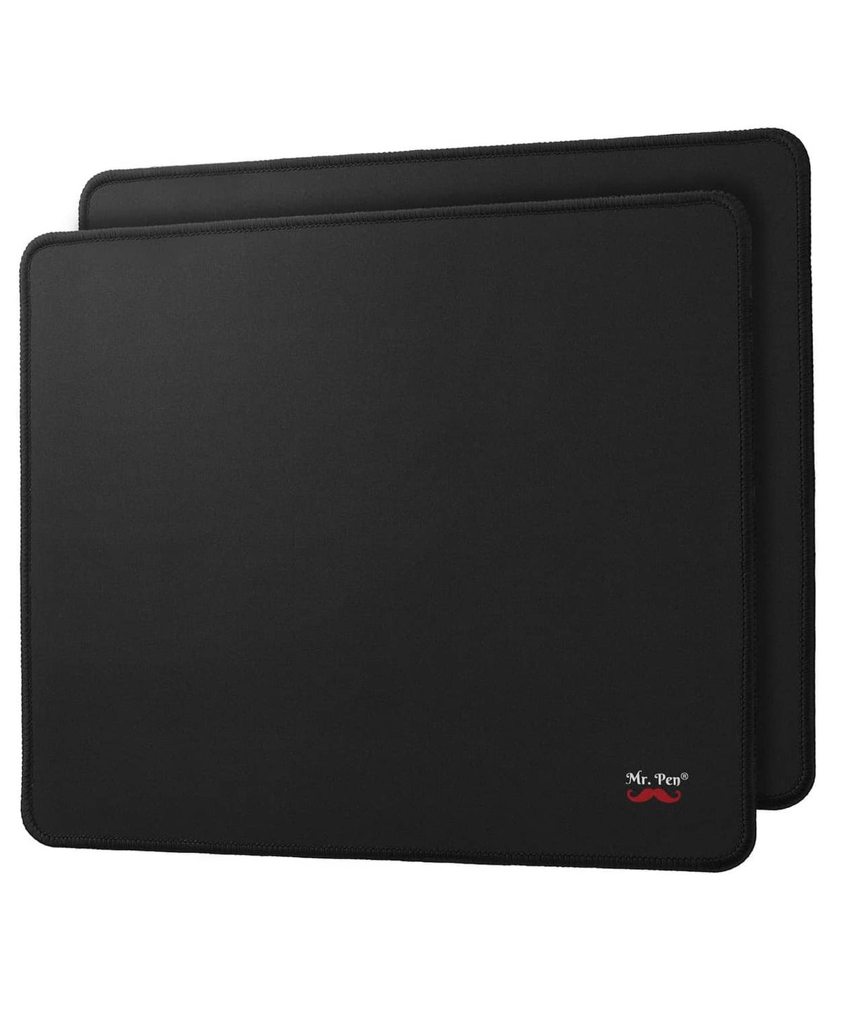 Black rectangular mouse pad set with stitched edges and slim protective border.