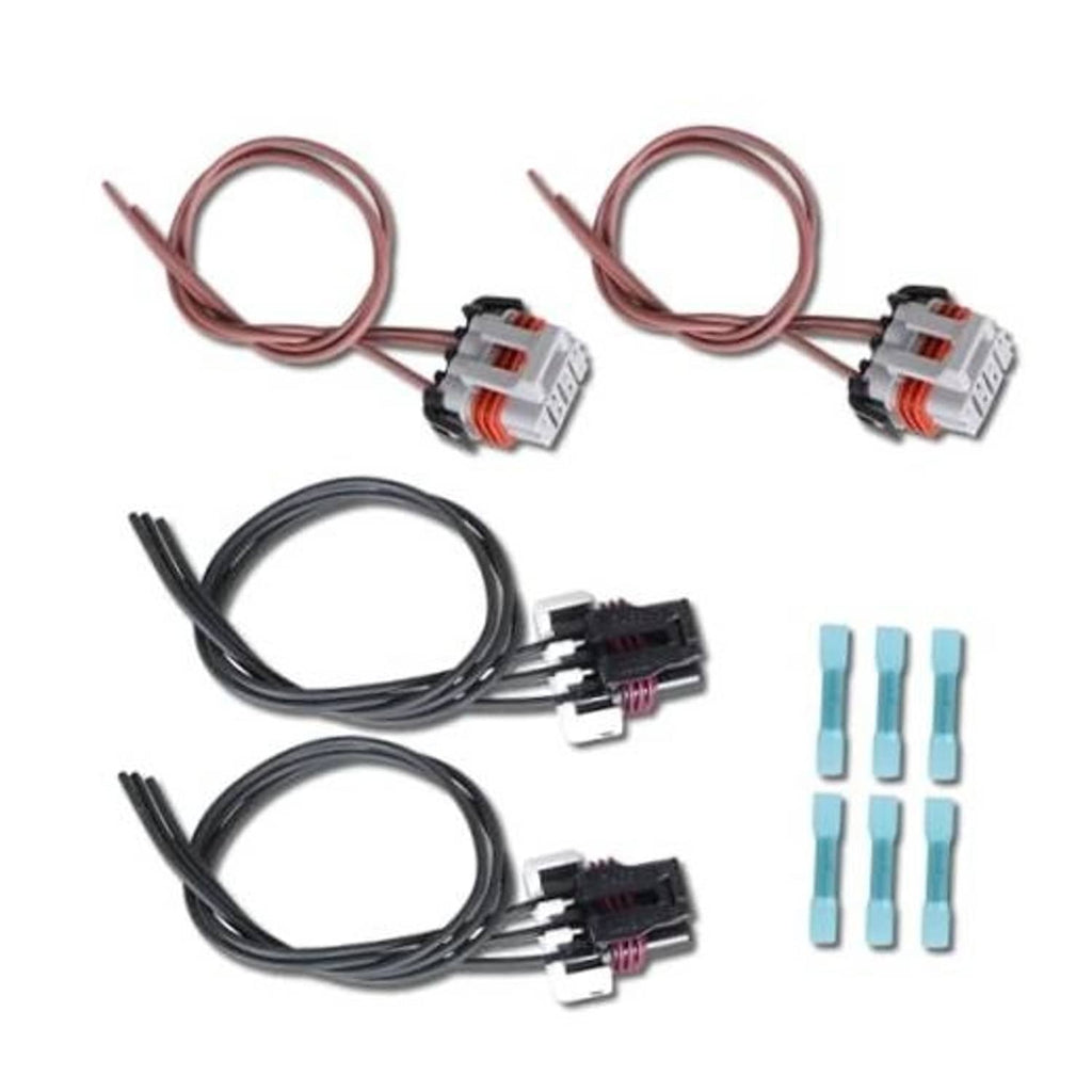 Truck headlight and turn signal wiring harness kit with red/black leads, connectors, and heat shrink