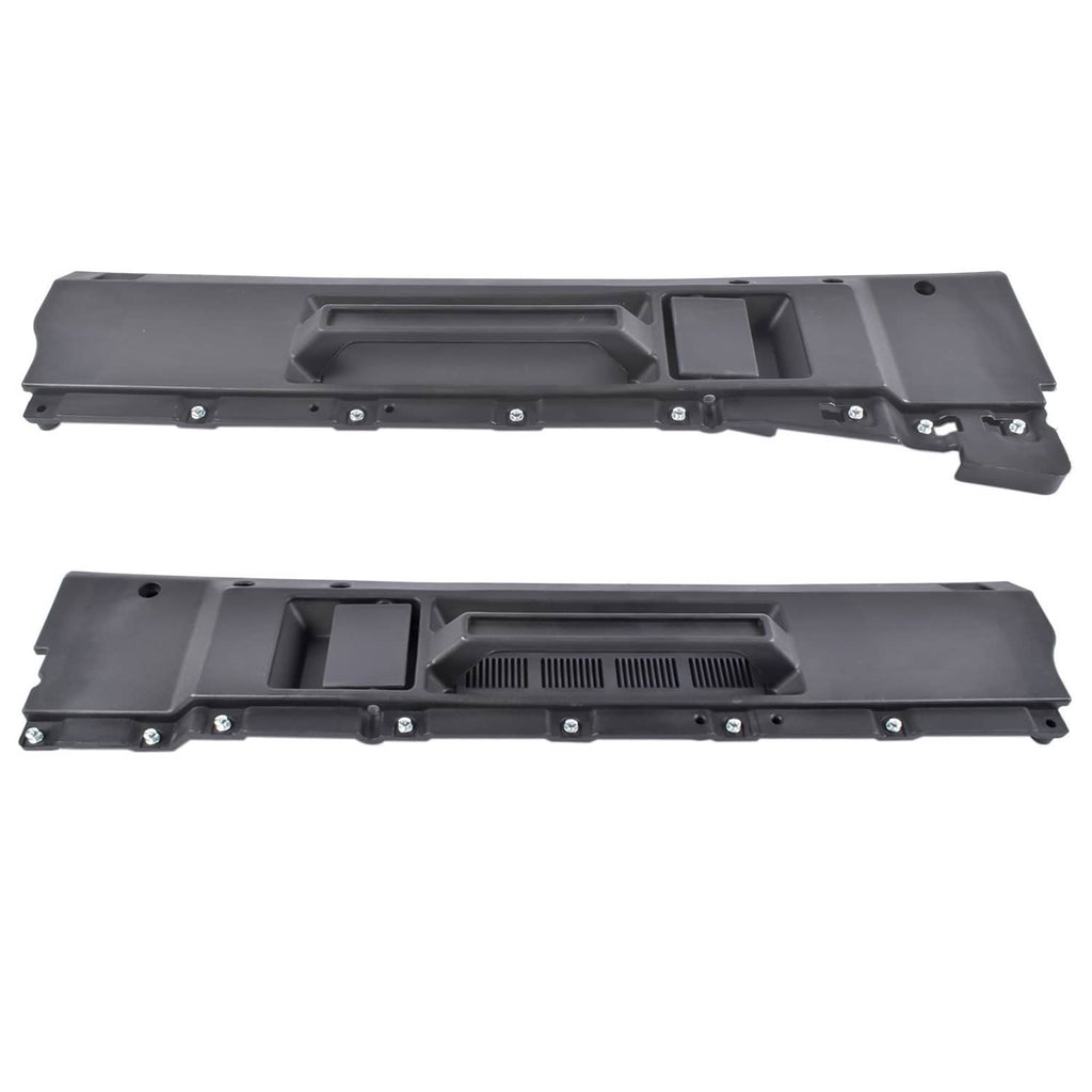 Dark gray interior door handle trim panel with recessed handle opening