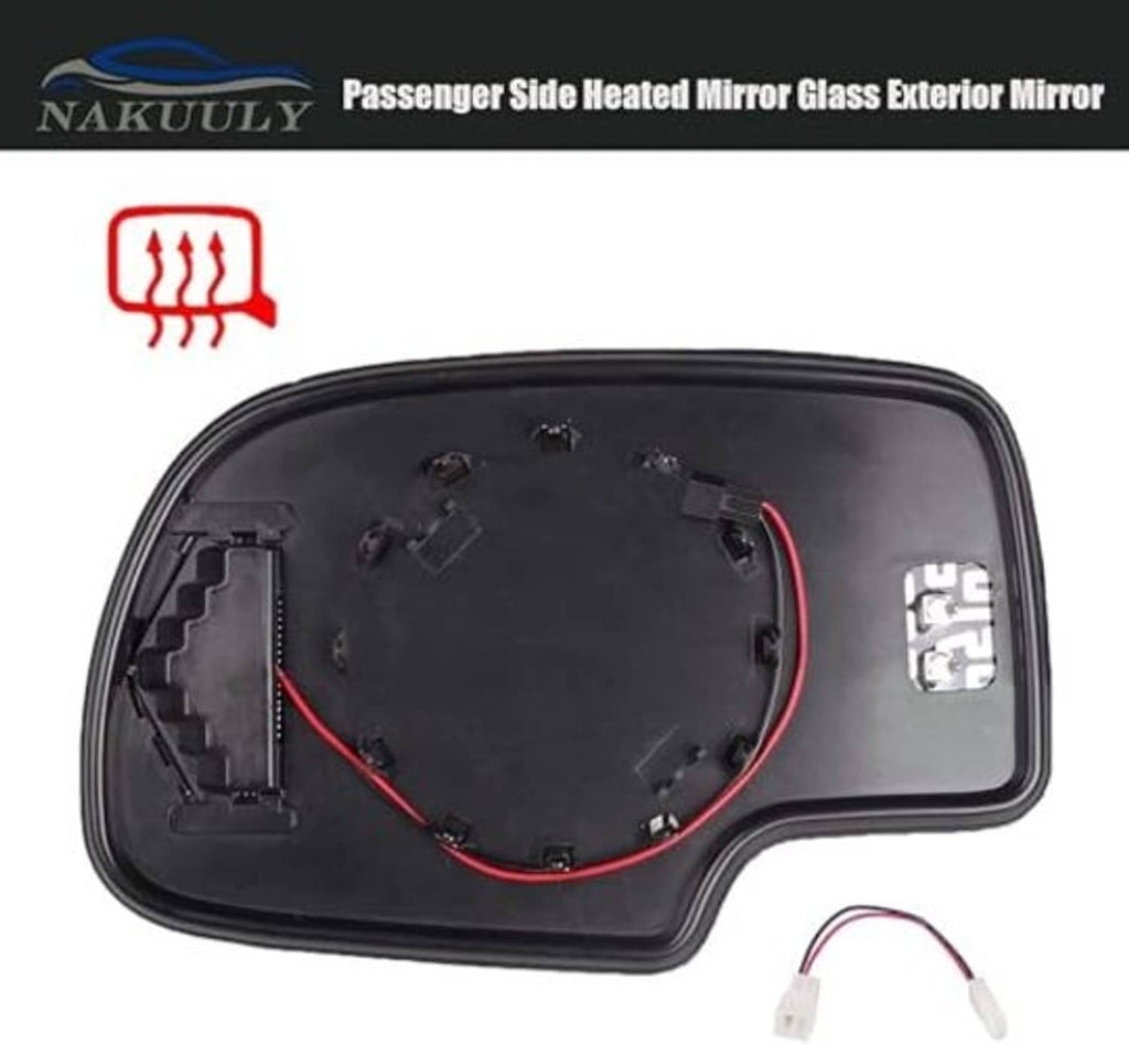Heated mirror glass backing and housing with connector wiring, matte black