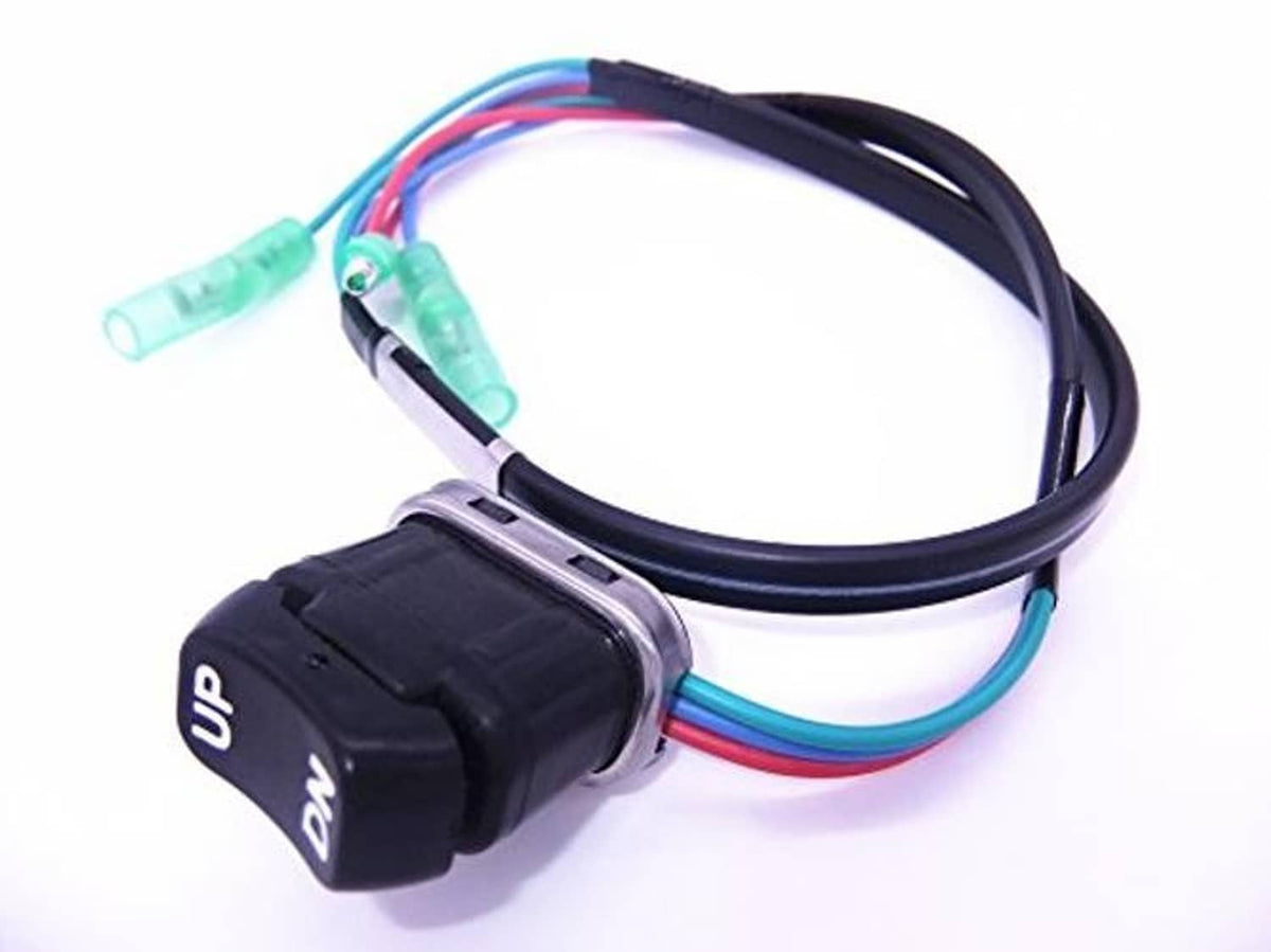 Outboard trim and tilt switch wiring harness with black switch and green connectors