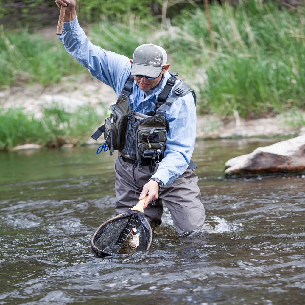 Fishing gear backpack organizer with adjustable straps and front compartments
