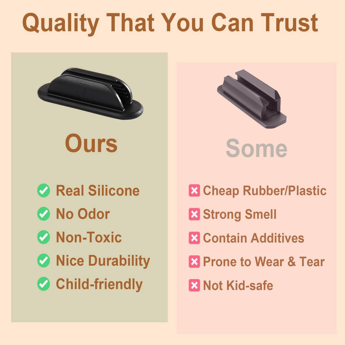Black silicone pencil holder, compared with a gray plastic holder