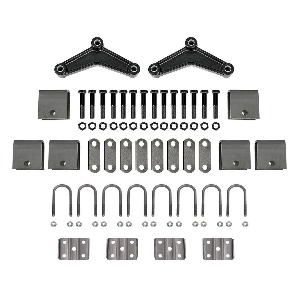 Trailer equalizer suspension hardware kit with brackets, U-bolts, and mounting plates