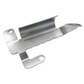 Silver metal front bumper air deflector shield with mounting holes and curved edge