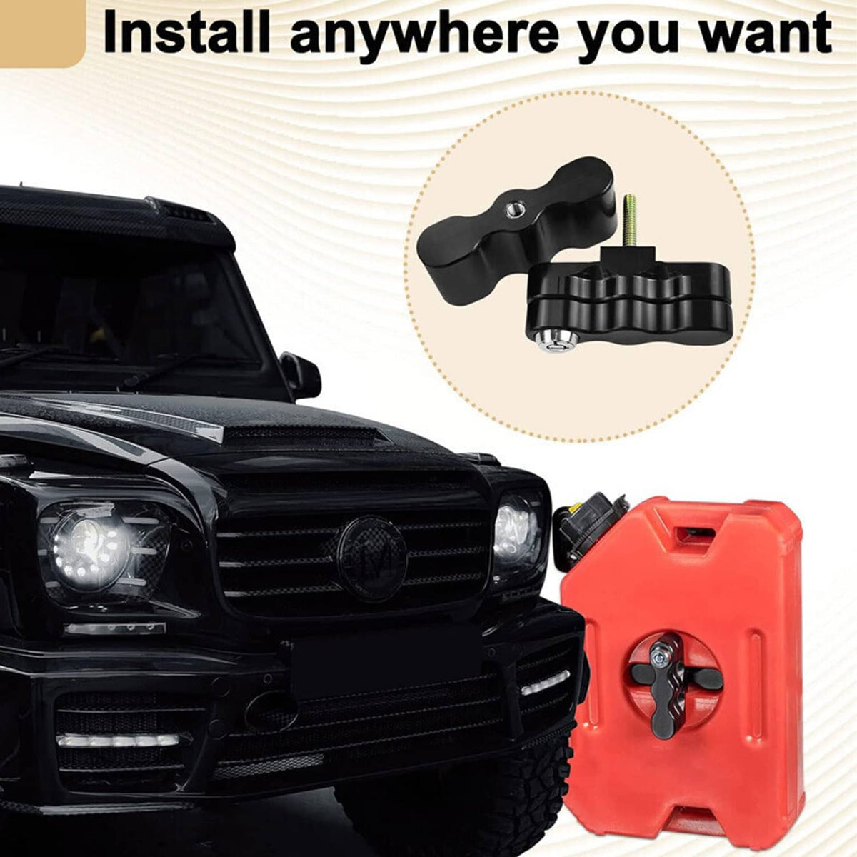 Black pack-mount lock installed on a red ROTOPAX Standard Pack mount