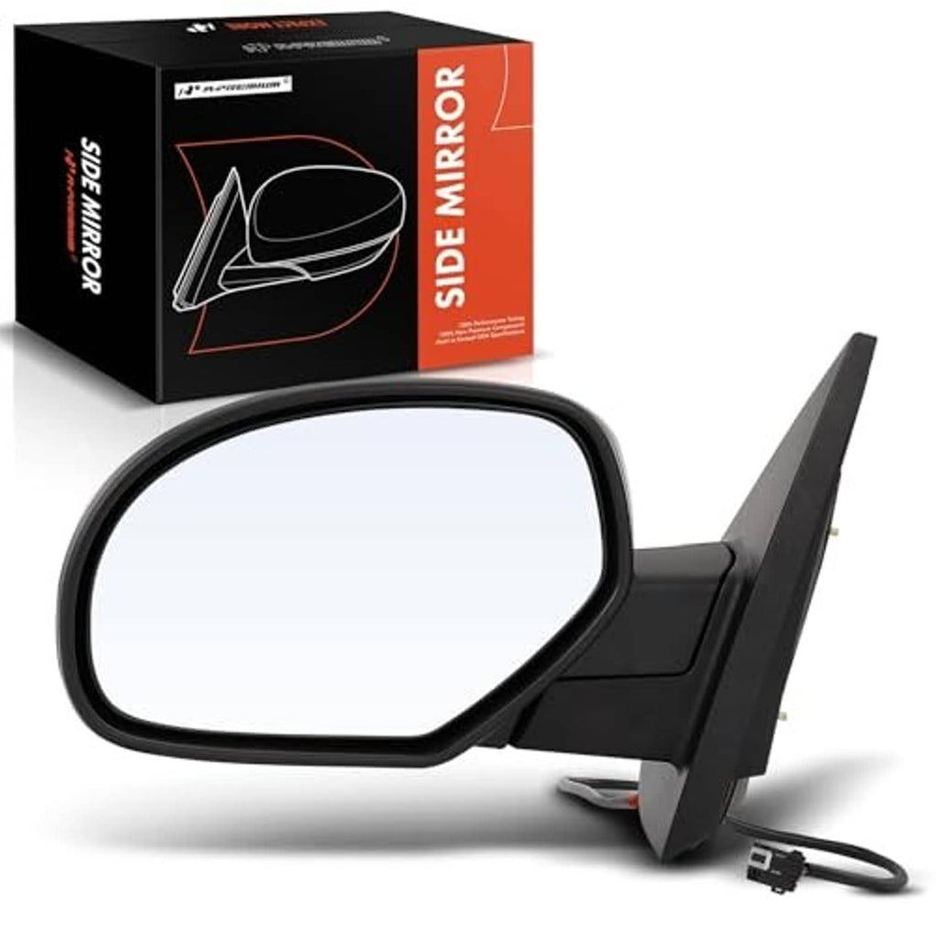 Black left driver side side view mirror replacement with connector and wire