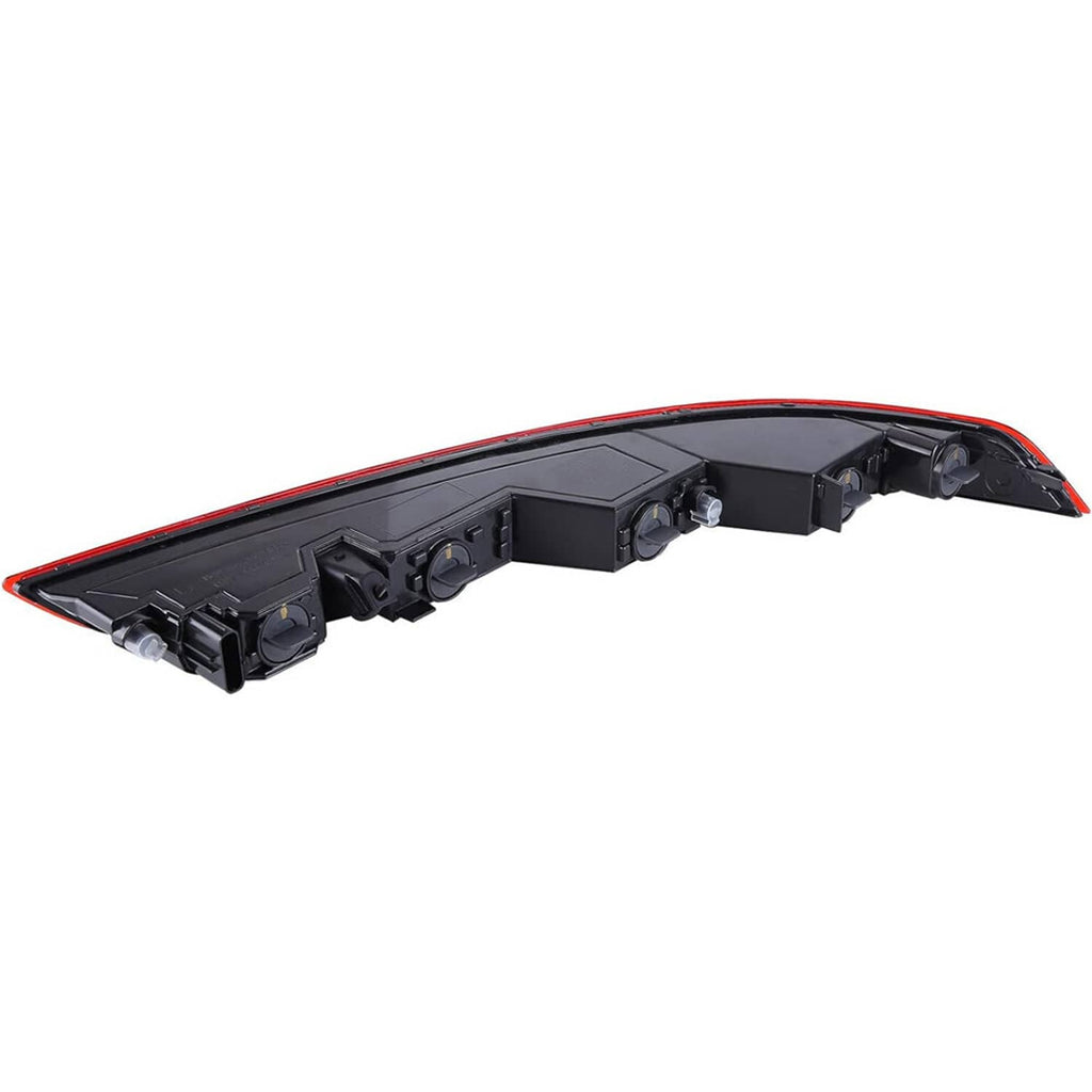 Rear tail light assembly with black housing and red lens, internal mounting visible