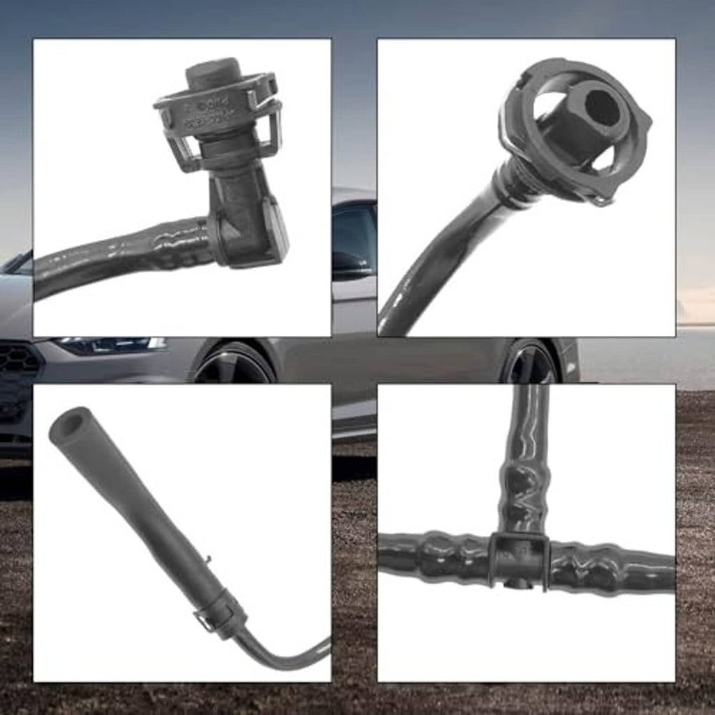 Black overflow hose set with three angles and molded connector details