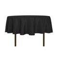 Black round tablecloth with fluted skirt hem, water-resistant spill-proof design