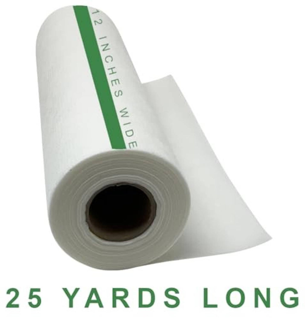 No-show mesh stabilizer roll, white backing with folded strip and center core