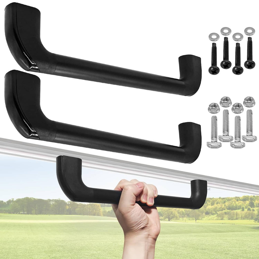 Universal golf cart grab handles, black curved grips with mounting hardware kit