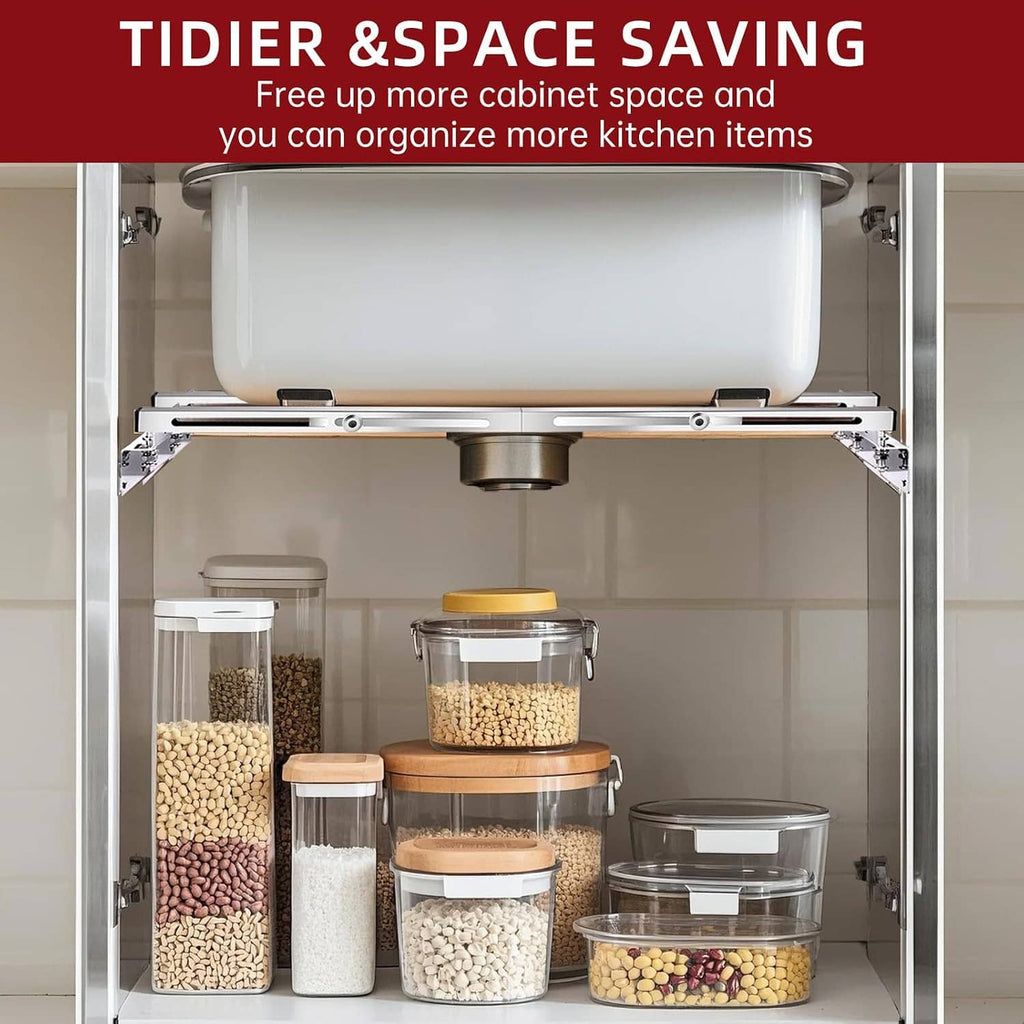 Undermount sink support system above cabinet opening with sink