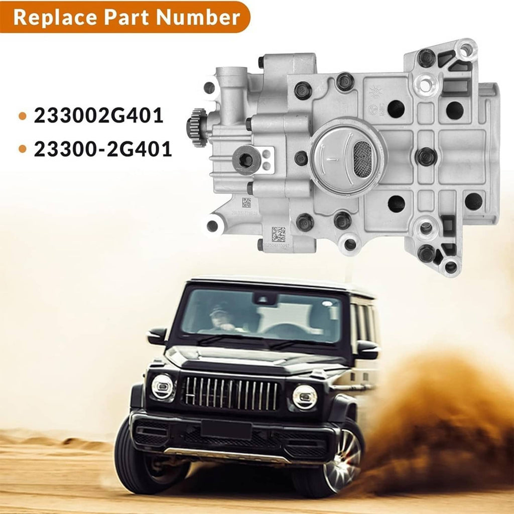 Oil pump assembly with etched part markings, mounting holes, and circular cover
