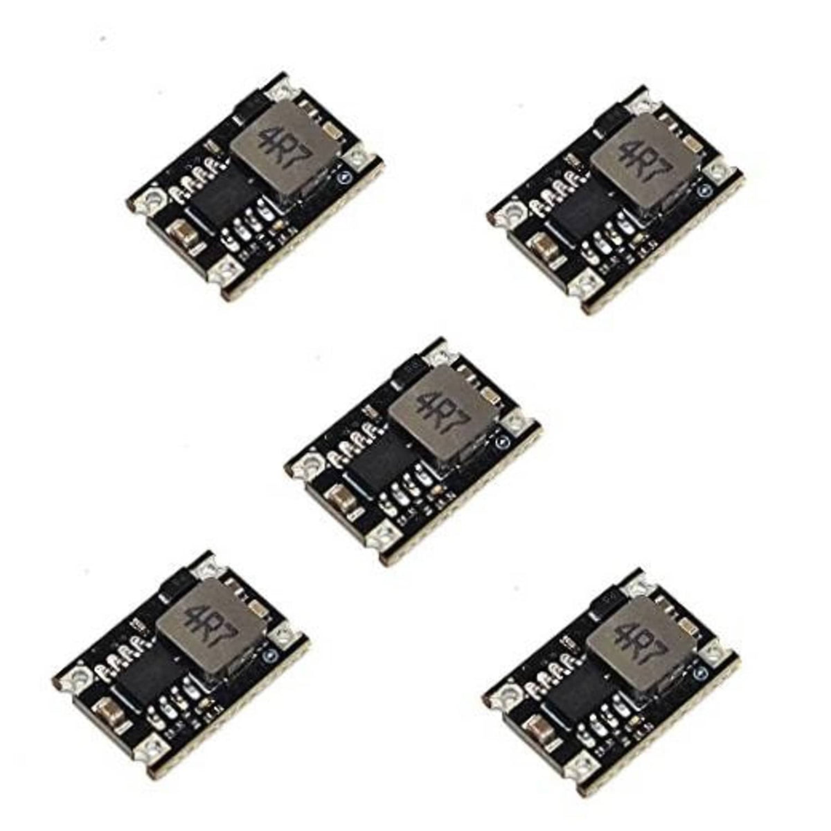 Black DC-DC buck regulator module PCB, marked 3.3V output