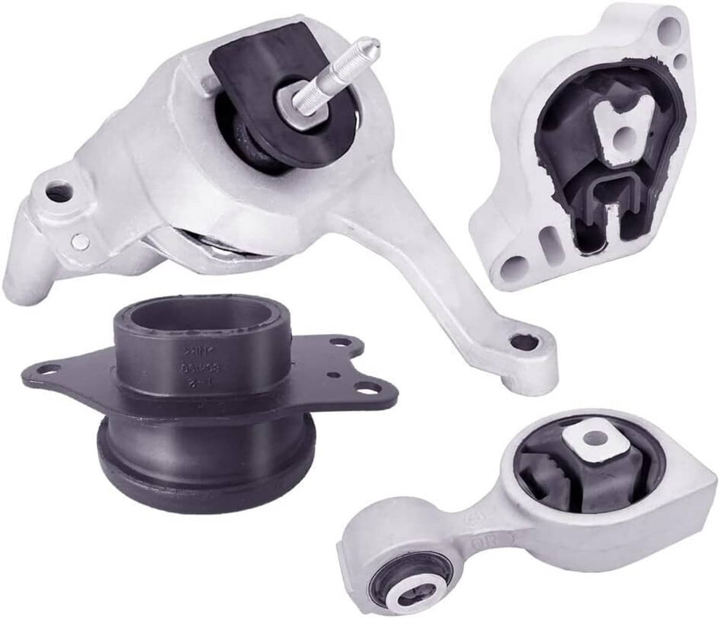 Engine mount pieces with black rubber isolators and silver brackets