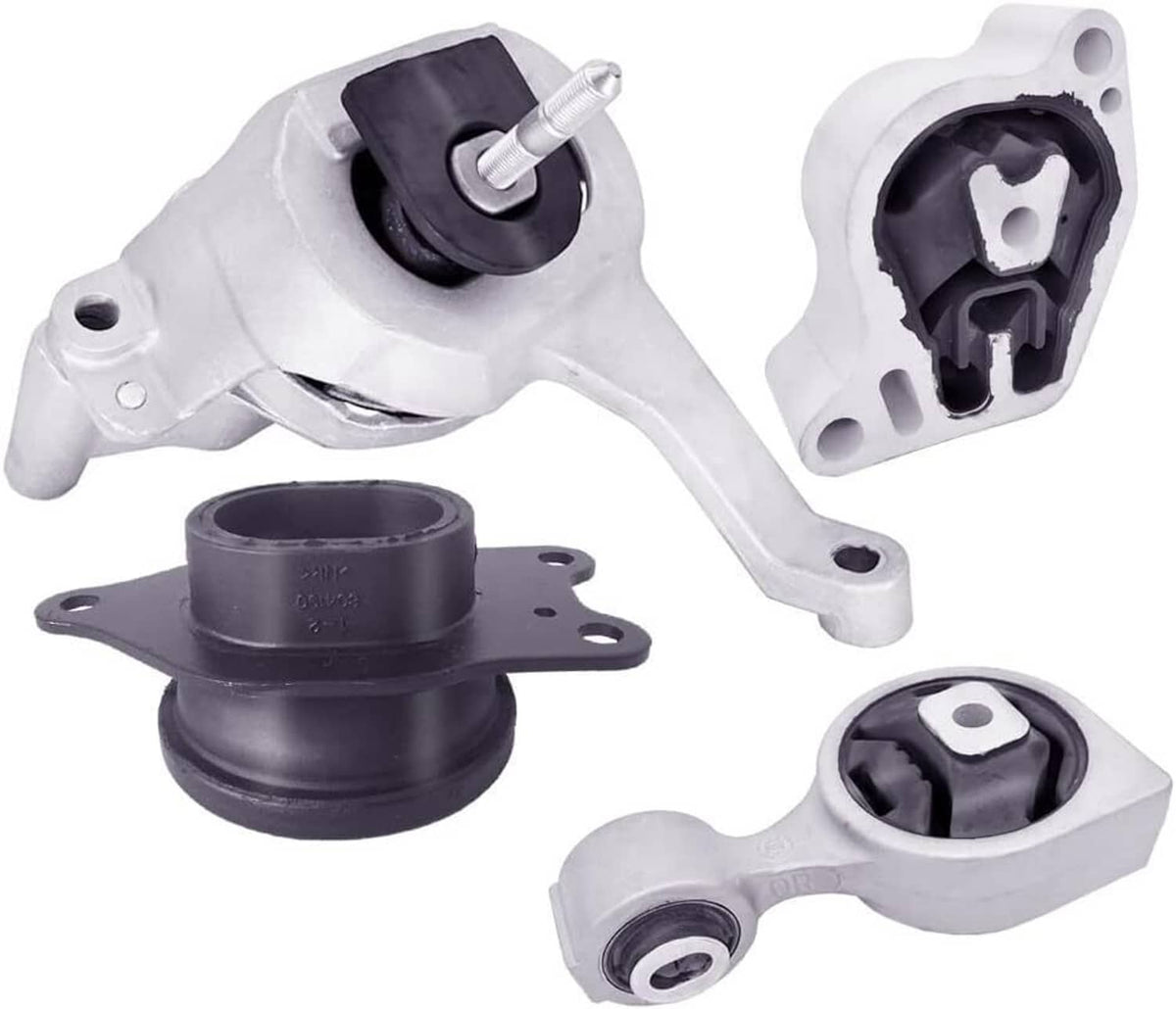 Engine mount pieces with black rubber isolators and silver brackets