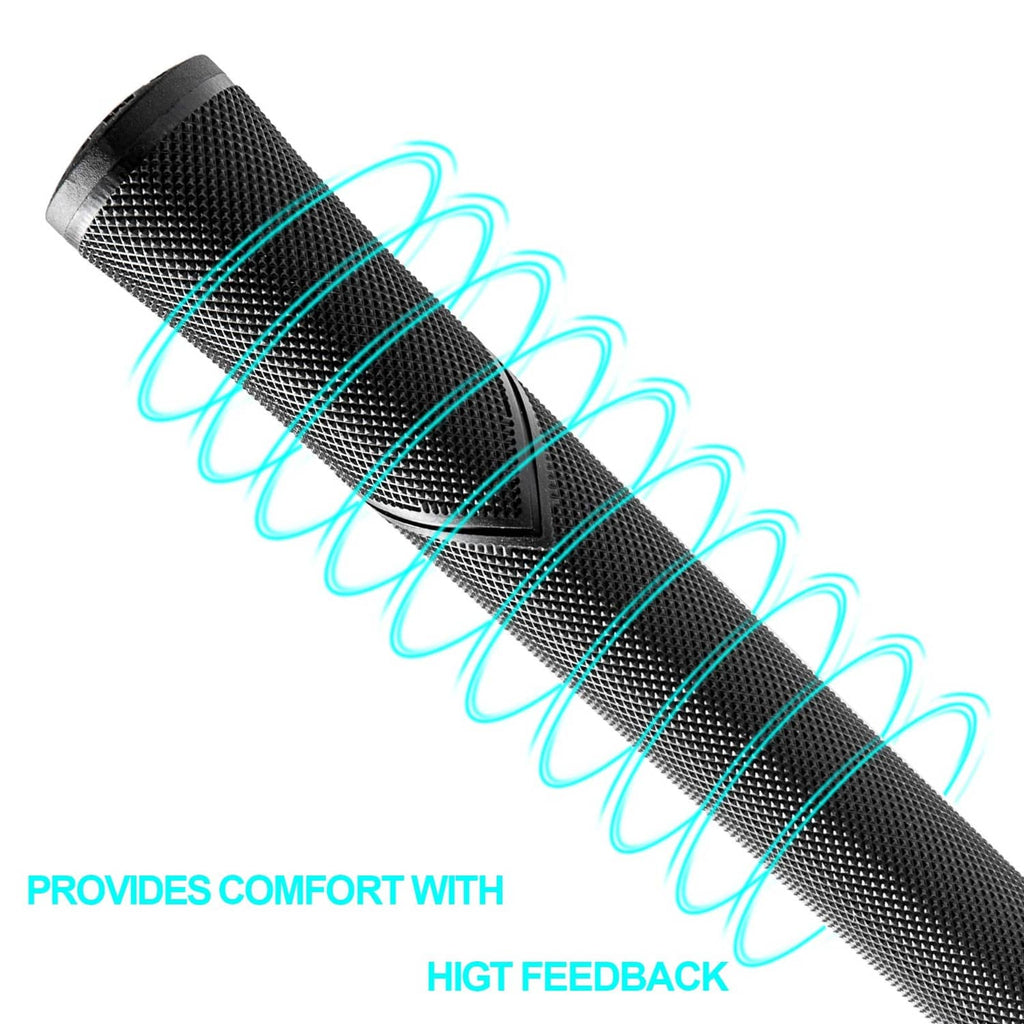 Black oversize golf grip with raised textured pattern, cushioned feel shown