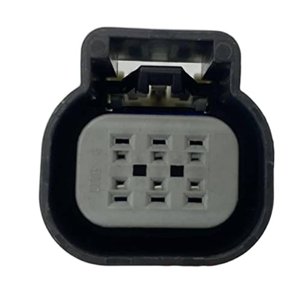 Throttle position sensor connector with gray multi-pin socket in black housing