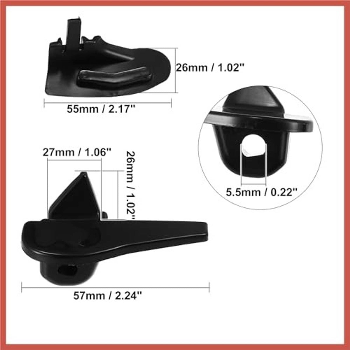 Black tire changer demount head plastic insert, single piece with mounting tab