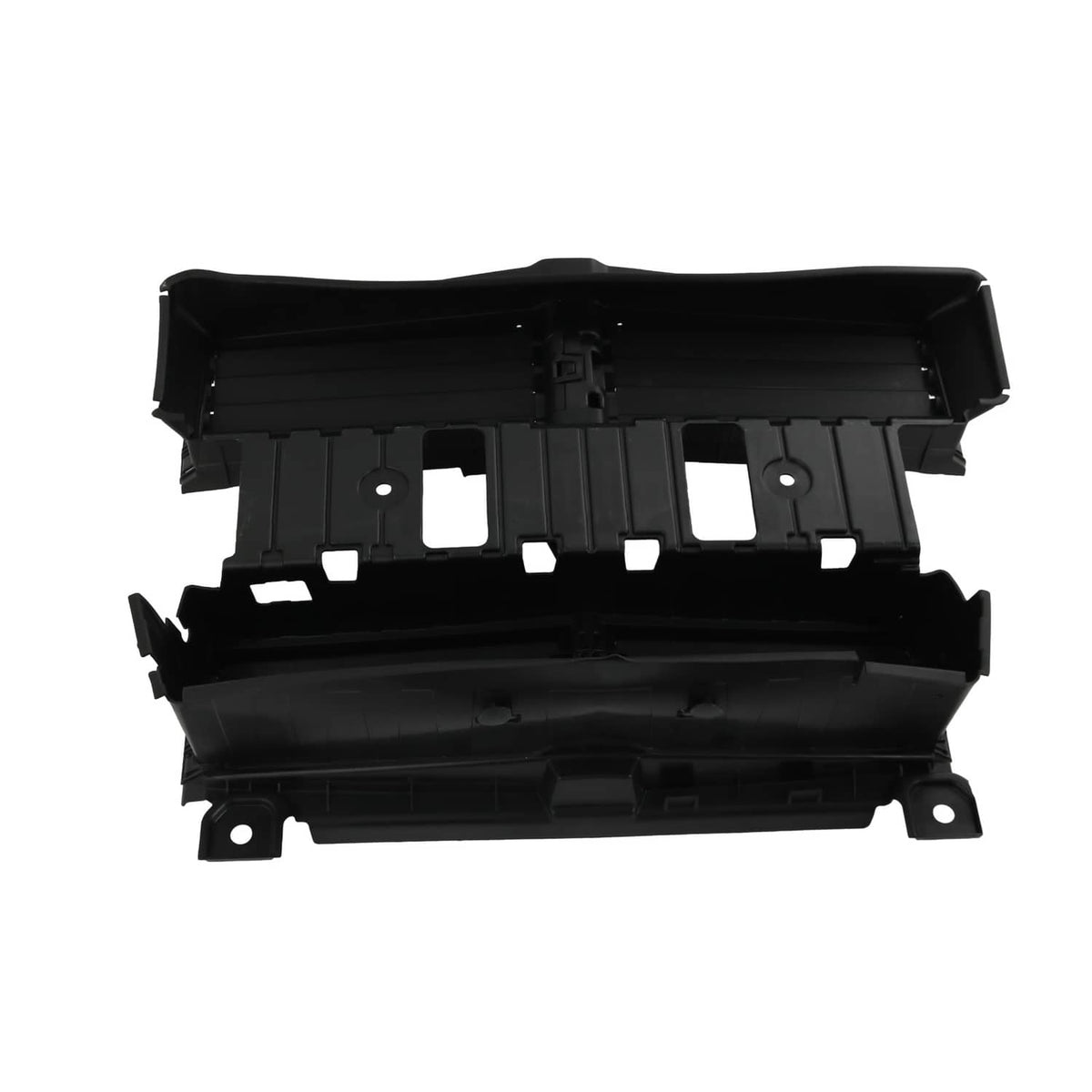 Radiator shutter assembly housing with motor, black plastic cover and mounting holes