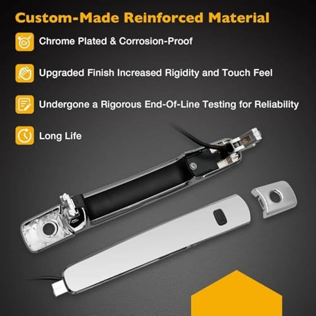 Exterior chrome door handle set with keyless switch and connector wiring